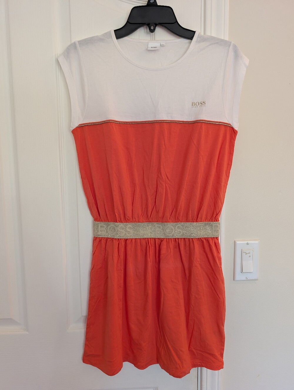 BOSS Girls Orange & White Logo Dress